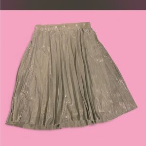 Metro Wear Shimmery Pleated Midi Skirt in white/silver
